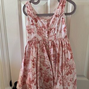 Girls Pink Floral Sleeveless Cotton Dress